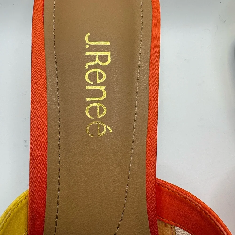 J.Renee Orange, Yellow & Green Embellished Low Block Heel Slide - Picture 6 of 16
